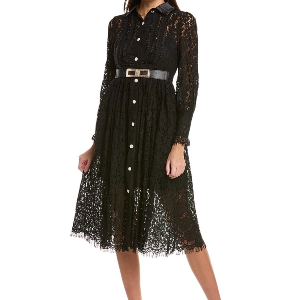 Moonsea Black Lace Long Sleeve Dress